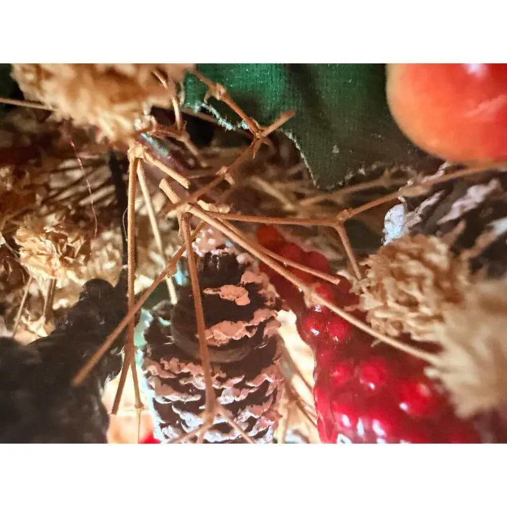 Rustic Christmas Twig Wreath Ornament, Small Holiday Wall Decor with Red Bow